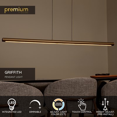 Lucide GRIFFITH - Pendant light - LED Dim. - CCT - 1x33W 2700K/4000K - Bronze | Premium